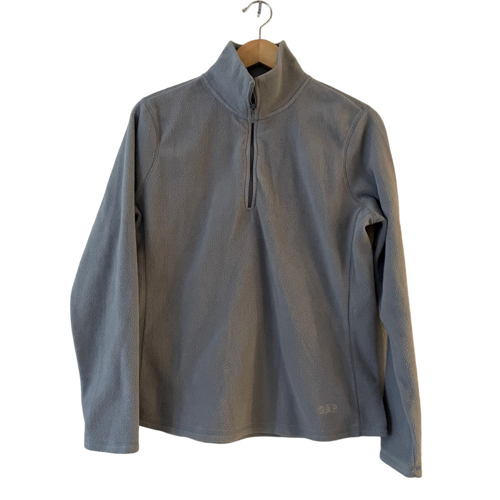 Gap‎ Size L Womens Gray 1/4 Zip Pullover Fleece Sweater Long Sleeve